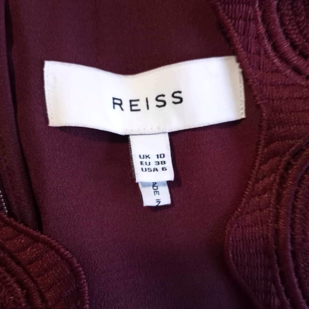 Reiss Burgundy Color Lace Delilah Ruffled Mini Dress Size 6 - Picture 9 of 11